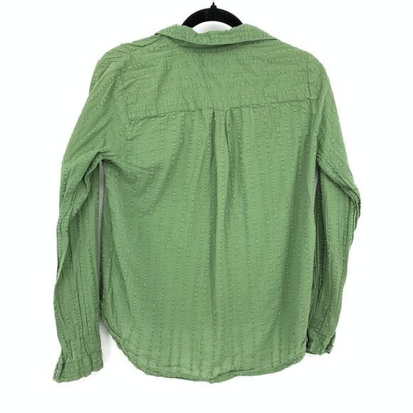 J. Crew Factory Popover Blouse Womens Size XS Long Sleeve Green Textured - Picture 2 of 6